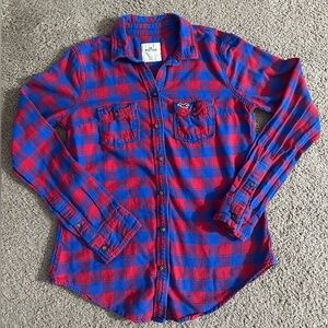 Hollister Red and Blue Plaid Shirt
